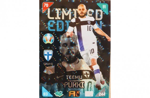 Teemu Pukki Finnország Limited Edition focis kártya Euro Kick Off 2021