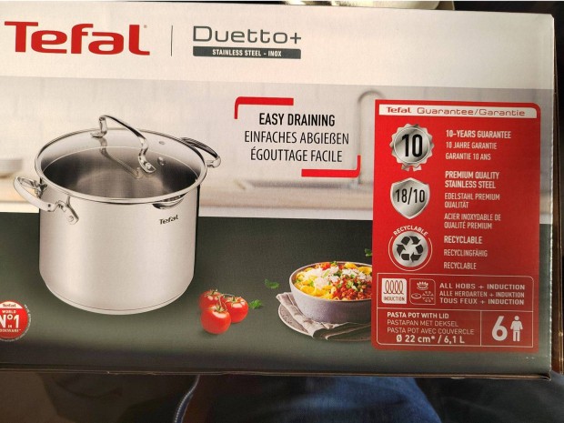 Tefal fazék lábos üvegfedővel vadonatúj 6 literes