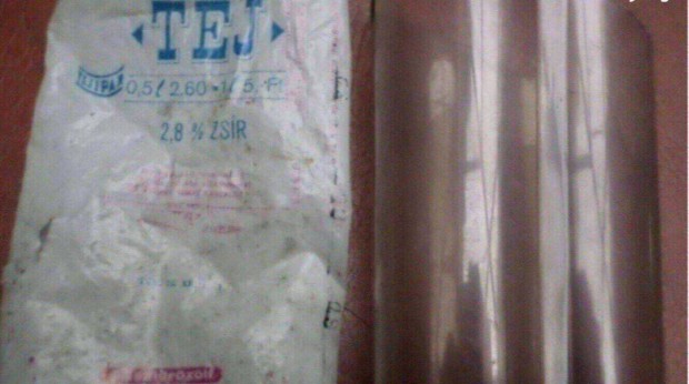 Tejes zacskó + tejtartó doboz retro 70-es évek