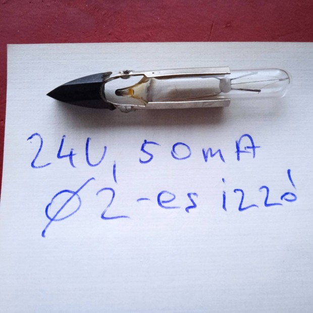 Telefon izzó , 24 V , 50 mA , 2 mm. átmérőjű , használt