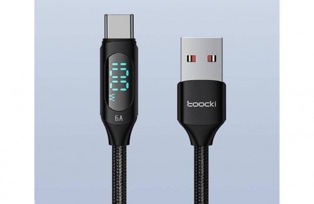 Telefon tltkbel 1m USB-A/USB-C, kijelzs, gyorstlt fekete