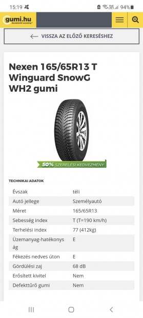 Téli gumi Nexen 165/65 R13T 2db