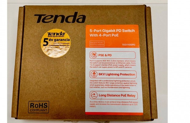 Tenda 5-Port Gigabit PD Switch With 4-port PoE