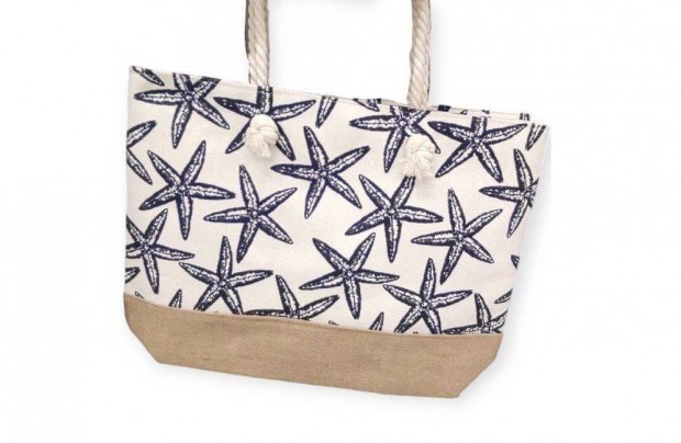 Tengeri csillagos bézs strandtáska 57x34x42 cm