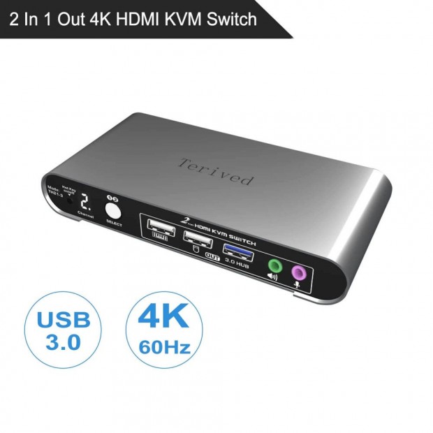 Terived 2 portos HDMI USB 3.0 KVM Kapcsol