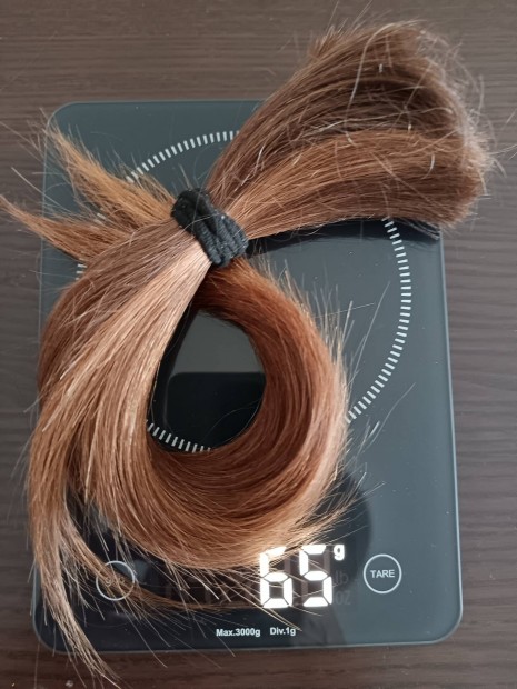 Természetes emberi haj világosbarna copf 38 cm 65 g