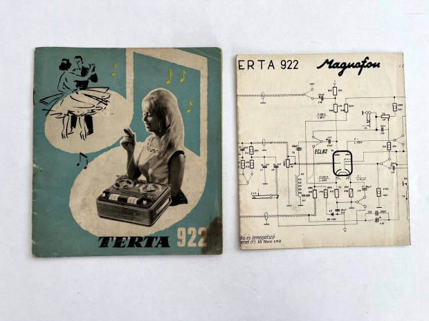 Terta 922 szalagos magn, magnetofon hasznlati utastsa - 1962