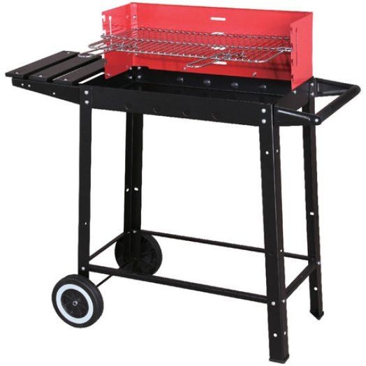 Tesco BBQ piros-fekete Barbecue faszenes party grilkocsi, 85.5 x 44 x