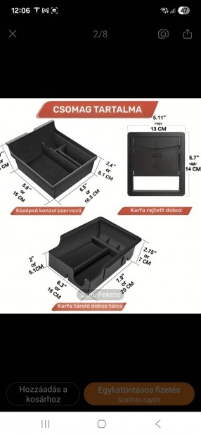 Tesla 3/Y t�rol� szett k�z�pkonzolba, �j, 3db