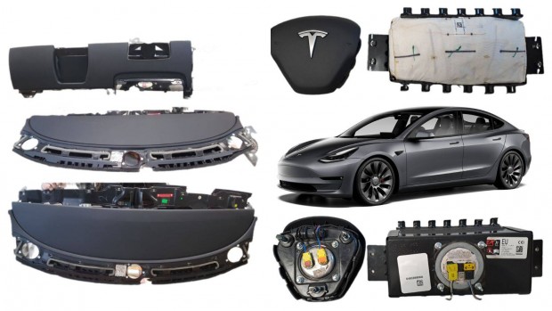 Tesla Model 3 lgzsk szett: vezet lgzsk, utas lgzsk s mszerfal