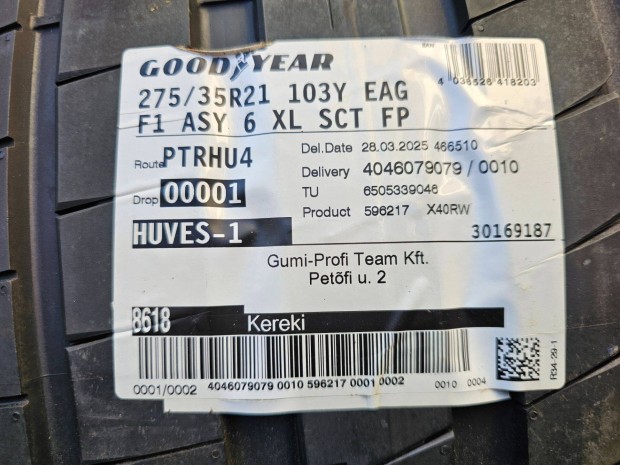 Tesla Modely Y, 275/35 R21 Goodyear, teljesen új nyári