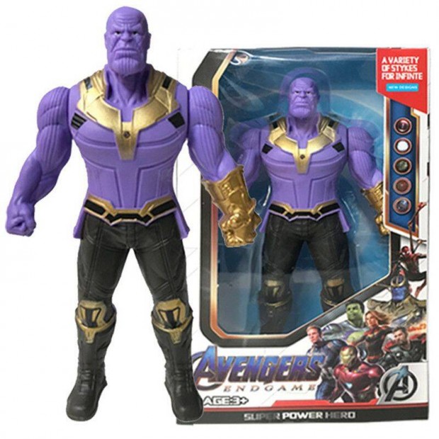 Thanos Marvel figura dszdobozban LED vilgt mozgath 17cm j szmls