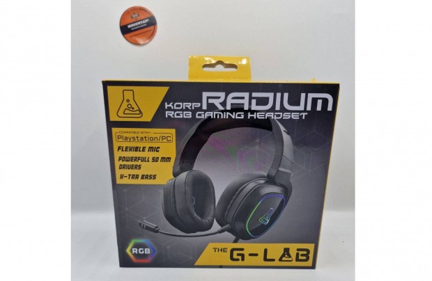 The G-Lab Korp Radium gaming headset, új, 1 év garancia
