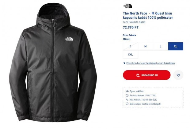 The North Face kabt / dzseki - M Quest Insulated, XL mret - j