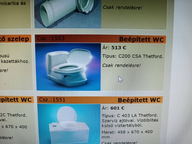 Thetford C200 Casette Beépített Lakókocsi WC