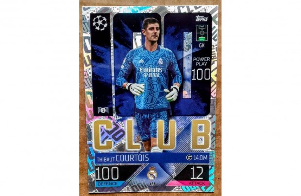 Thibaut Courtois Real Madrid 100 Club focis krtya Match Attax 2023