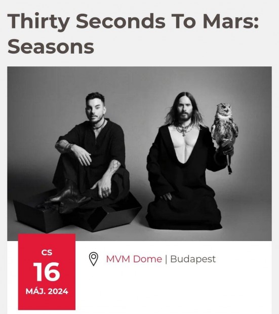 Thirty Seconds to Mars koncert jegy