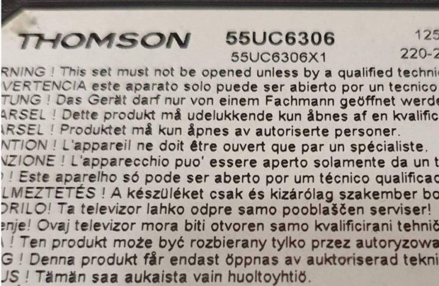 Thomson 55UC6306 UHD LED tv mainboard panel alkatrésznek