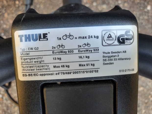 Thule Euroway 920 G2 kerkprszllt vonhorogra 