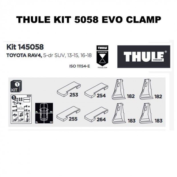 Thule Evo Clamp tetcsomagtart Kit 145058 Toyota Rav4 Rav 4 7105