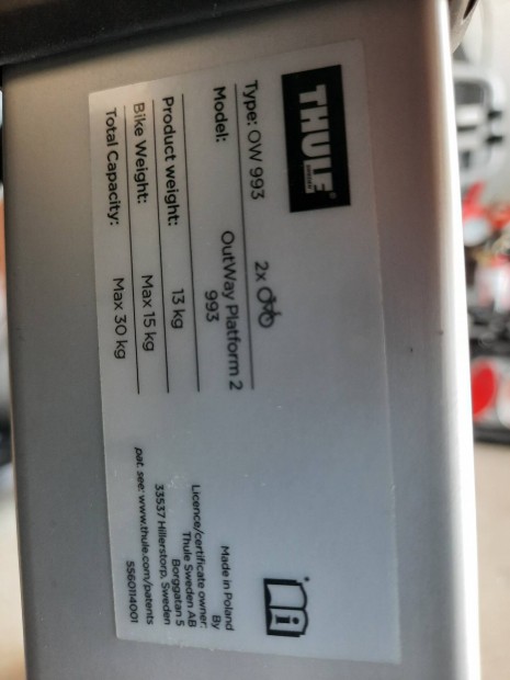 Thule Outway Platform 2 kerékpárszállító csomagtérajtóra