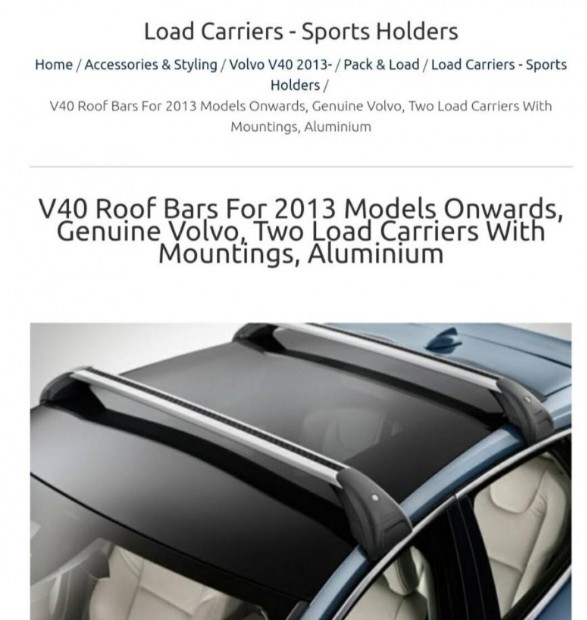 Thule Volvo V40 tetö csomagtartó 2013-tol