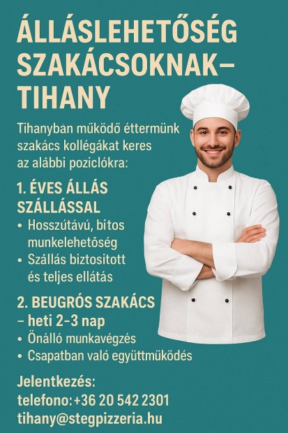 Tihany szakács állás
