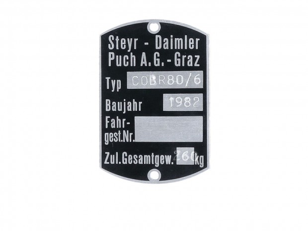 Típuscímke váz 60x40mm Puch N 50-hez