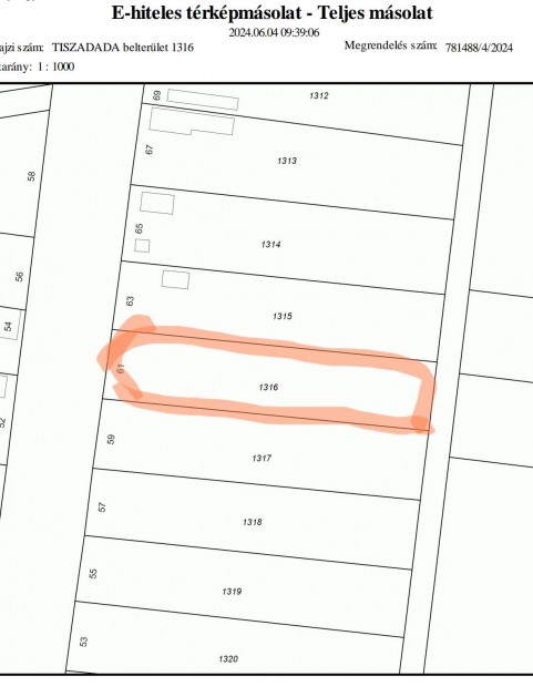 Tiszadad�n telek elad�