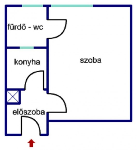Tiszajvrosban elad 28 m2-es, 3. emeleti garzonlaks