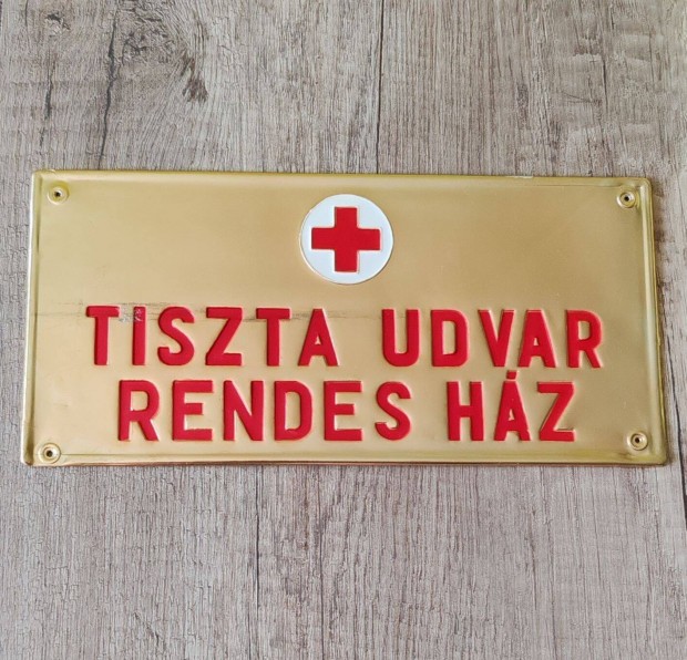 Tiszta udvar rendes hz tbla, ritka, rgi, retr alumnium tbla