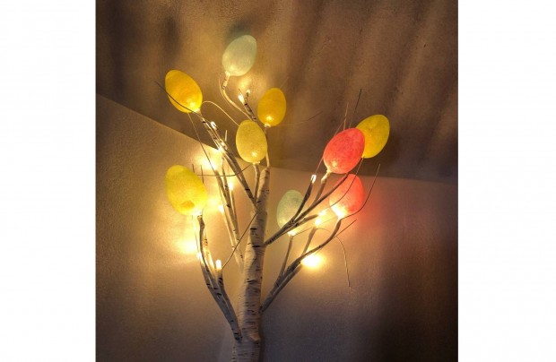 Tojásfa Húsvéti tojás fa dekoráció - 10 tojás, 24 LED - 50 cm - 3 x AA