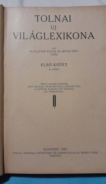 Tolnai j Vilglexikona 1926-os, I. kiads