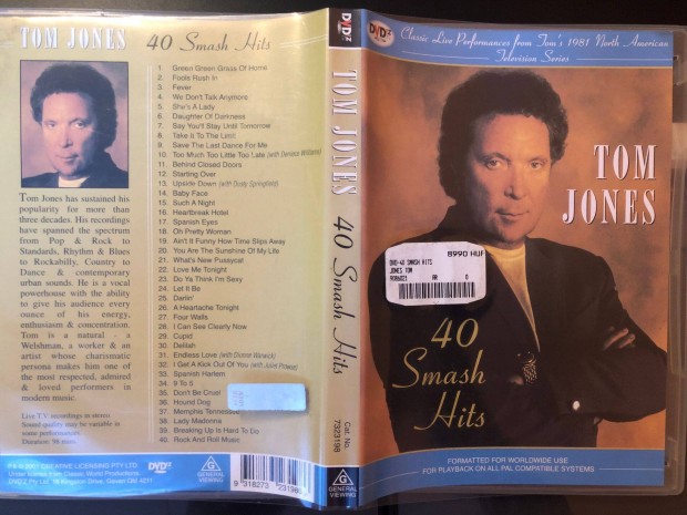 Tom Jones 40 Smash Hits (karcmentes) Zenei DVD