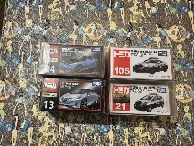 Tomica,Mazda RX7,Nissan Gt-R,Nissan IDS,Nissan Note 4db