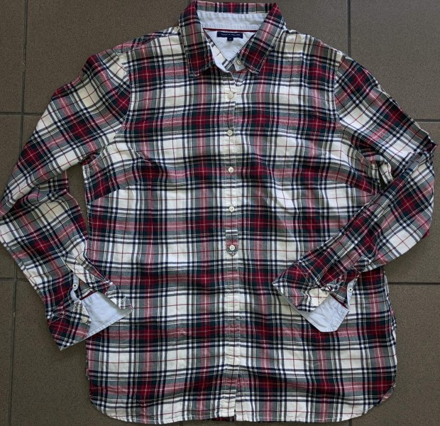 Tommy Hilfiger eredeti L pamut 'kockás' egyedi gombolású ffi ing