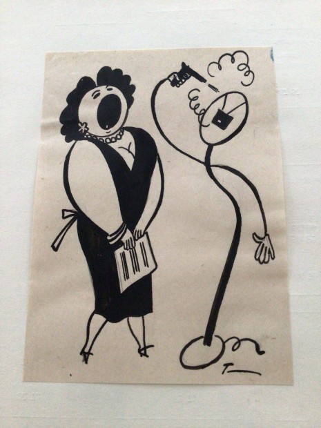 Toncz Tibor eredeti karikatra rajza a Szabad Szj c. lapnak