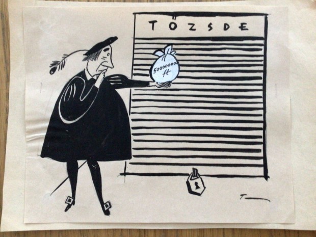 Toncz Tibor eredeti karikatra rajza a Szabad Szj c. lapnak 16 x 13 c
