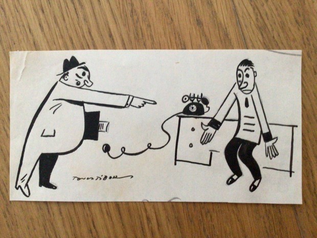 Toncz Tibor eredeti karikatra rajza a Szabad Szj c. lapnak 16 x 8,5