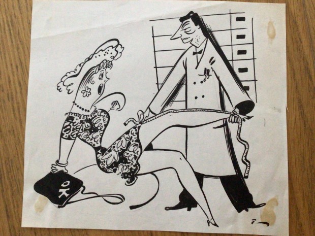 Toncz Tibor eredeti karikatra rajza a Szabad Szj c. lapnak 18 x 16 c