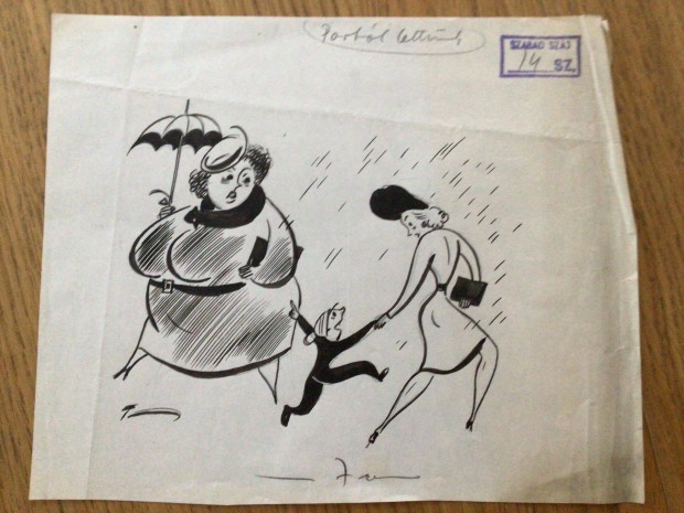Toncz Tibor eredeti karikatra rajza a Szabad Szj c. lapnak 20 x 17 c