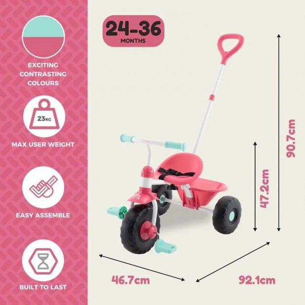 Tredkron j TP Trike Bubblegum 2 az 1-ben tricikli 18-36 h - 50 kg
