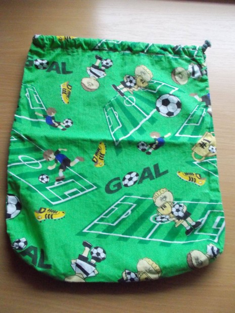 Tornazsák, cipőzsák, játéktartó, ovis zsák, textil, foci: 30x39 cm
