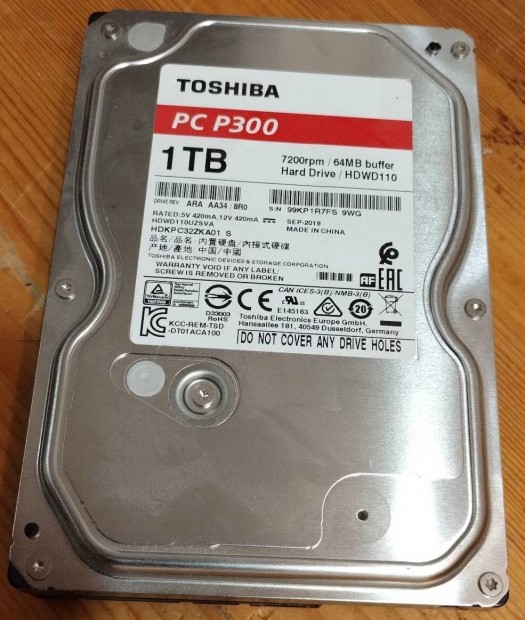 Toshiba 1 Tb HDD merevlemez 100/100