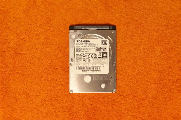 Toshiba 500GB 2,5" HDD, merevlemez 100/100%