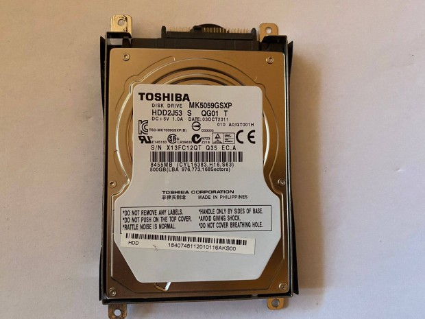 Toshiba 500 GB 5400RPM SATA 2,5"