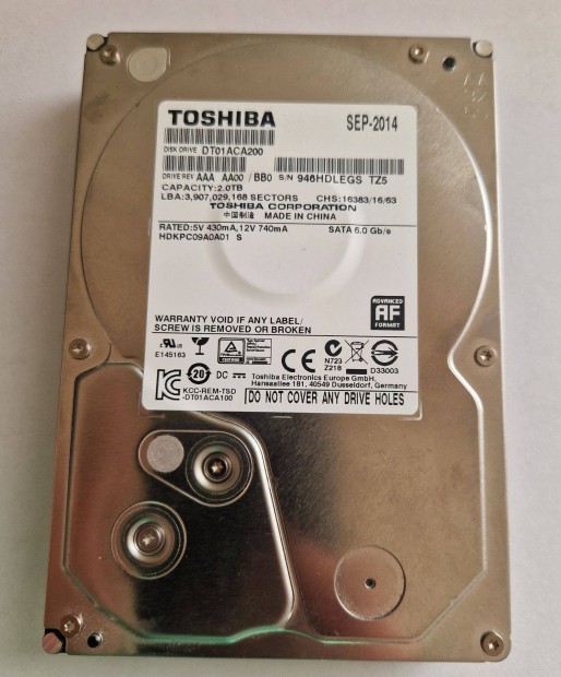 Toshiba DT01ACA200 2 Tbyte hibtlan SATA merevlemez (3,5') elad!