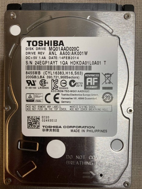 Toshiba HDD 200Gb Sata3 8MB 4200RPM MQ01AAD020C Automotive,Robotics, B