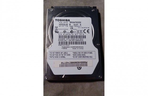 Toshiba MK6475Gsx Laptop HDD 2.5 col