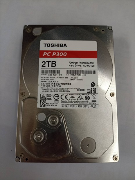 Toshiba PC P300 2TB merevlemez